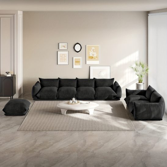 7-Seat Modular Convertible Sectional Sofa with a Spacious Reversible Chaise Lounge Ottoman, Modular Floor Sofa, Foam Sofa, Modern Sectional Sofa, Chenille Modular Sofa, Orange Sectional Sofa, Suitable for Living Room Sets