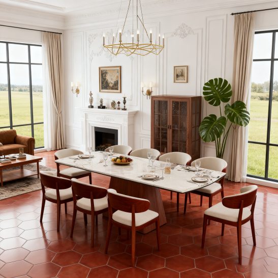 Extendable Modern Dining Table with Sintered Stone Top, Expandable Marble-Style Rectangular Table for 6-10 Persons, Durable Scratch-Resistant Space-Saving Dining Room Table for Family Gatherings, Small Kitchens, Apartment Dining Areas