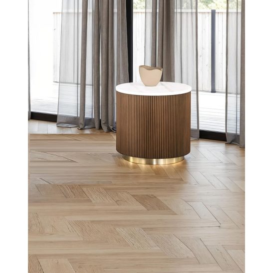 Modern 3pcs Table Collection in Brown Featuring 1 Oval Coffee Table And 2 Round Side Tables with Authentic Marble Surfaces And Golden Accents, Perfect for Living Room Decor