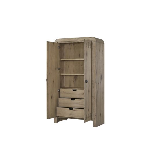 Retro Knotty Oak Armoire Cabinet Suitable for Storage, Door Assembly with Multicolor Oak, Space-Saving for Small Spaces, for Bedroom, Entryway, or Furniture (No Assembly Required)
